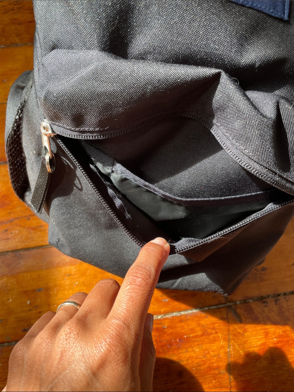 Jansport Black Backpack with Red Logo Patch - Picture 4 of 7